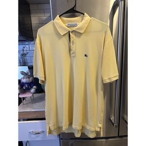 Burberrys Men's Polo Shirt SzL Yellow Visible Logo Easter,brunch,Country Club